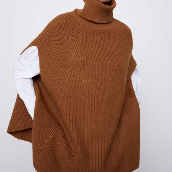 Zara knit turtleneck cape - Picture 8 of 16